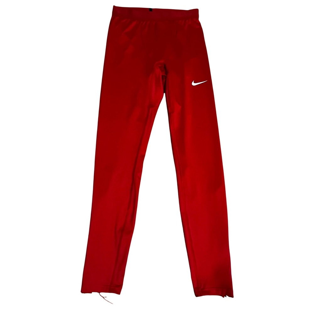 Nike Pro Dri-FIT Stock Full Length Tights Mens University Red Ankle Zip Sporty